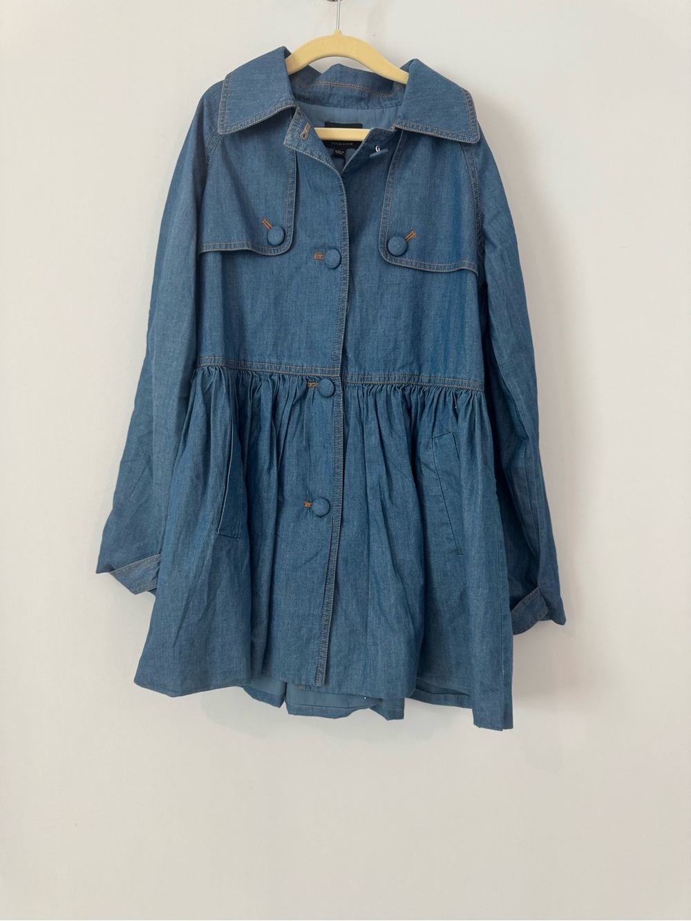 Bardot Denim Ruffle Hem Jean Jacket in Blue